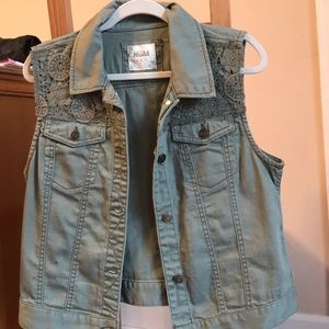 Green denim vest